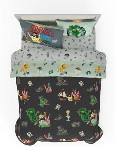 Spongebob Squarepants Movie Kids Full Size Bedding Set with Roblox UGC Reward Included – 7-Piece Super Soft Cozy Reversible Comforter & Sheet Set (Officially Licensed Product) by Franco by Franco