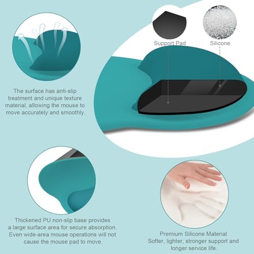 MOSISO Wrist Rest Support for Mouse Pad&Keyboard Set, Teal Green - Image 2