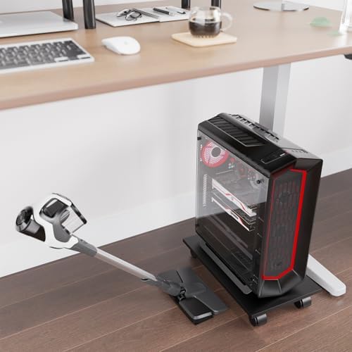 CPU Stand、Computer Tower Stand、Mobile CPU Holder with 4 Caster Wheels Fits for PC、Printer、Most Computer Tower、Office、Home、Planter Caddies、Dog Bowl Stand (Black) - Image 3