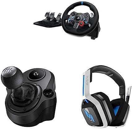 Logitech G29 Driving Force Racing Wheel + Floor Pedals + Driving Force Shifter + ASTRO Gaming A20 Wireless Headset Gen 2 Bundle -PS5, PS4, PC, Mac by Unknown