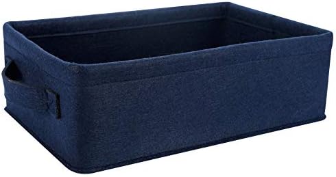 Navy Blue Storage Basket Bins Small Decorative Baskets Storage Cubes for Cellphone Earphone Chargers Cables Make Up Shelf Fabric Drawers Storage Baskets Cute Storage Baskets by KWLET