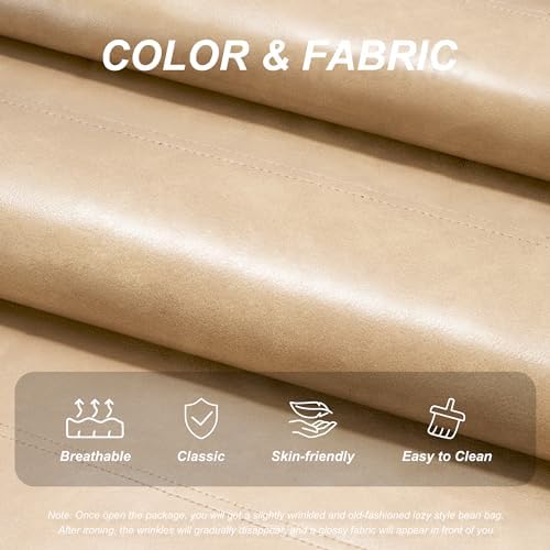 Hobestluk Bean Bag Chair Leather Togo Chair Memory Foam Living Room Adult | Medium Black,Ergonomic Design,Floor Chair,Waterproof,Easy Clean,Anti-slip Bottom,No Assembly Required,For Bedroom Reading - Image 5