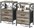 Huuger Nightstand Set of 2 with Charging Station, USB-C Port, End Tables by Huuger