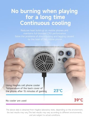 Hagibis Magnetic Cell Phone Cooler Ultrathin Cooling Fan Portable Lightweight Mobile Phone Radiator for iPhone 17 16 15 Pro Max, MagSafe Series, iPad Pro, Android, Tablet (Grey) - Image 3