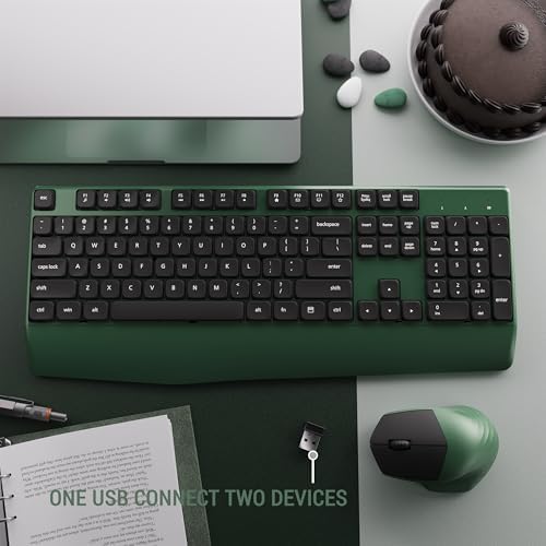MPTOG Ergonomic Wireless Keyboard and Mouse Combo, Dark-Green Black - Image 6