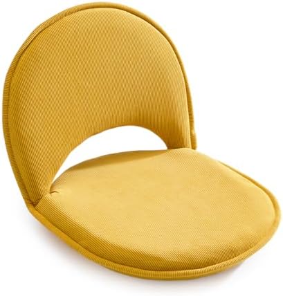 YOUKEEEJOJO Floor Chair 5-Position Adjustable Back Support Chair Foldable Camping, Floor Lounger,Corduroy Fabric, Video-Gaming Reading Watching, Indoor Outdoor Use(Yellow) by Unknown