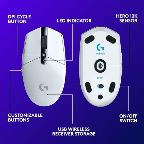 Logitech G305 Lightspeed Wireless Gaming Mouse - White - Image 6