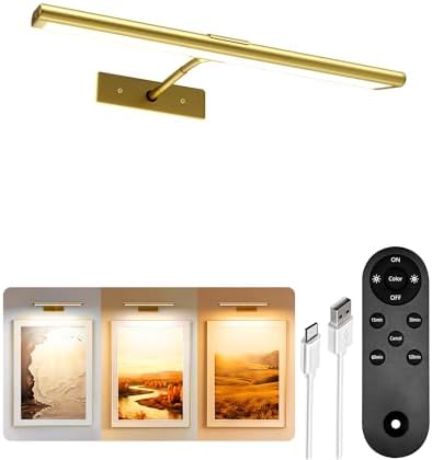 EZVALO Picture Light for Wall, 4800mAh Rechargeable Wireless Remote, 13'' Dimmable Magnetic LED Art Display Light with 3 Color Temperatures, for Gallery, Living Room, Bedroom, Hallway (Gold) by EZVALO