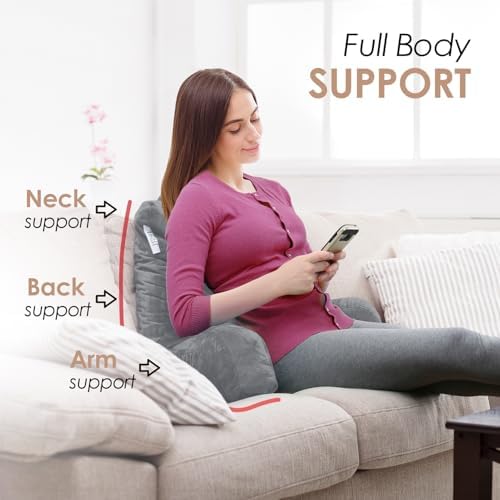 Nestl Reading Pillow for Kids & Teens with Shredded Memory Foam, Backrest Pillows for Reading, Watching, and Gaming, Use on The Couch, Bed, or Floor, Adjustable Support with Washable Cover Grey - Image 3