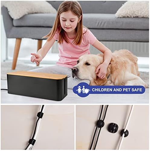 Tuwechen Cable Management Box, Wooden Style Cord Organizer Box - Image 5