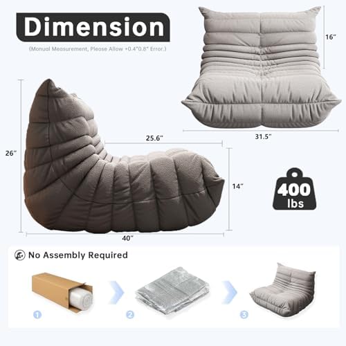 WHGBJA Giant Bean Bag Chair for Adults, Comfy Beanbag with Memory Foam | Floor Sofa Chair for Gaming, Reading, Bedroom, Living Room, Boneless, Ergonomic - Image 2