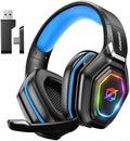 Ozeino 2.4GHz Gaming Headset Wireless with Flip Mic for Ps5, Ps4, PC, Gaming Headphones with RGB Light, 40Hr Battery Bluetooth Headset for Laptop, Mobile, Mac by Ozeino