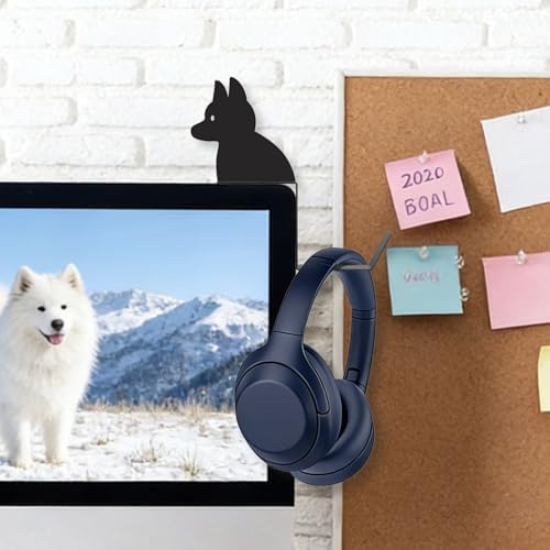 Metal Dog And Cat headphone holder for monitor, shepherd, Black - Image 5