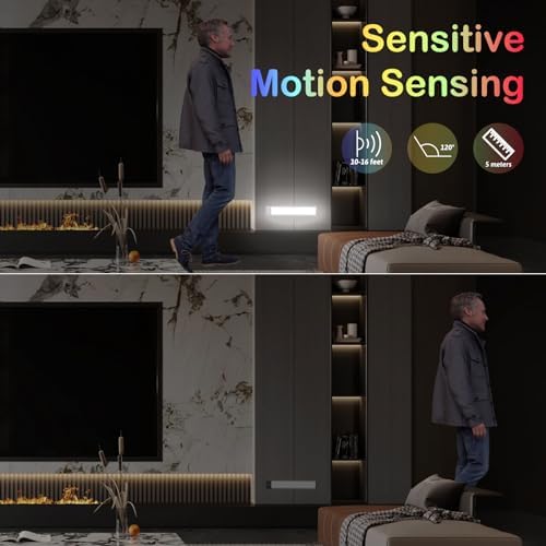 LEPOTEC RGB Under Cabinet Lighting,Motion Sensor Light Indoor with Adjustable 8 Colors and Brightness,LED RGB Lights Magnetic for Motion Sensor Light Bar with Usb Charging,Colors Home Ambient Lighting - Image 3