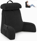 Reading Pillow for Bed with Detachable Neck Roll and Shredded Memory Foam, Back Pillow with Arms for Sitting Up, Washable Bed Rest Pillow with Side Pocket for Gaming, Sofa, Dorm - Black by Unknown