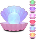 LKUA Shell Pearl Beach Themed Night Light, RGB 8 Colors Changing Mood Shell Pearl Lamps, Bedside LED Clamshell Portable Night Lights for Bar (Pink) by LKUA