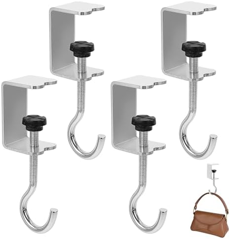 cobee Clamp-On Under Desk Hooks, Desk Mount Hanging Bag Holder Metal Hook by Unknown