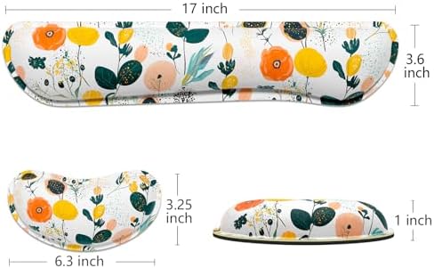 Dapesuom Enlarge Keyboard Wrist Rest, Memory Foam Wrist Cushion for Desk Mats Support, Typing Pain Relief Keyboard Mouse Pad Rests Set with Non-Slip Base for Gaming Laptop Computer, Flowers & Herbs - Image 6
