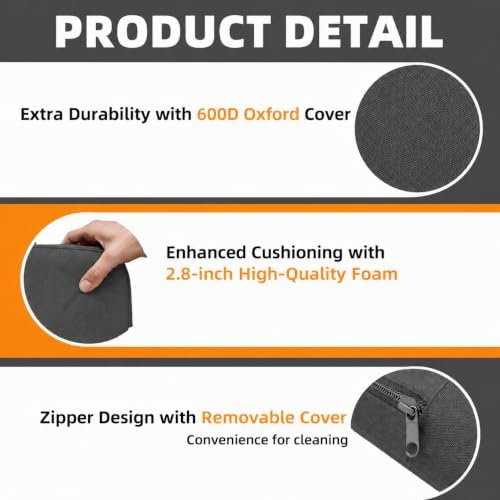 Extra Thick Stadium Seat Cushion - Bleacher Seat Cushion, Stadium Cushion | Waterproof, 2.8" Bleacher Cushions for Adults, Lightweight Stadium Seat Pad, 2-Pack Gray Portable Seat Cushion with Handle - Image 7