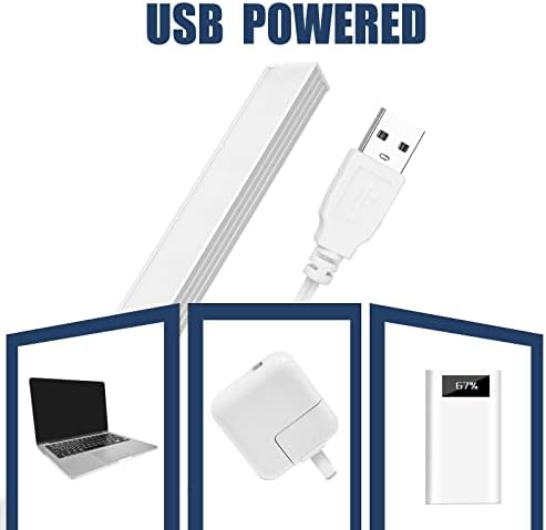 DWEPTU 2Pack LED Under Cabinet Lighting Dimmable Under Cabinet Lights with USB Powered for Closet Light Bar Under Counter Lighting Work Tables Student Dormitory (Include AC Plug) - Image 6