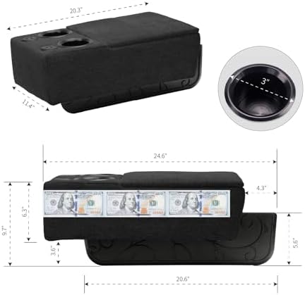 Removable Sofa Armrest with Cup Holder, PU Leather Multifunctional Couch Caddy Storage Arm Rest with Power Wireless Charging Stand & LED Reading Light for Sofa Middle Seat Adjustable - Image 2