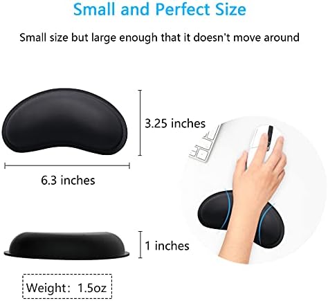 Dapesuom Mouse Wrist Rest, Ergonomic Memory Foam Mouse Wrist for Computer Desk Mats Support, PU Leather Hand Rest Pad Cushion for Gaming, Laptop, Men, Women, Pain Relief & Easy Typing, Black - Image 6