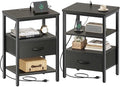 SUPERJARE Nightstand Set of 2 with Charging Station, USB-C Port, End Tables by SUPERJARE