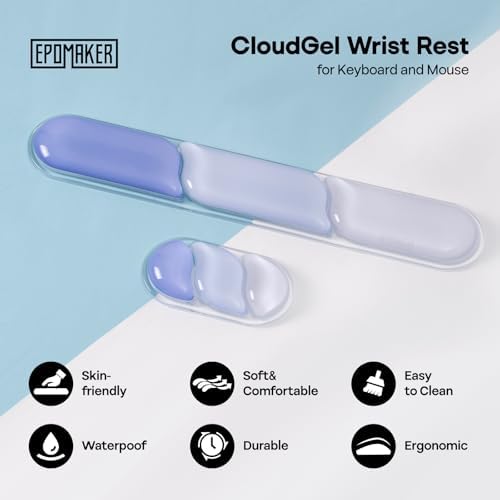 EPOMAKER CloudGel Wrist Rest for Keyboard and Mouse, 2 Pieces | Silicone Wrist Support, Anti-Slip Rubber Bottom, Ergonomic Design, Suitable for Office/Computer/Laptop/Gaming (Blue) - Image 2