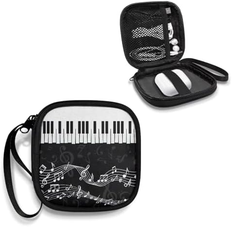 Piano Key Musical Notes Earphone Earbuds Case Portable Earbuds Carrying Case Phone Accessories Organizer with Handle for Earphone - Image 2