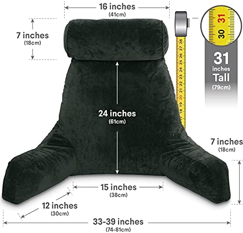 Husband Pillow XXL The Original for Adults - 30" Tall Backrest for Sitting Up in Bed - Firm Support Reading & Bed Rest Pillows for Adults, Neck Roll, Removable Cover - TV - Dark Green - Image 4