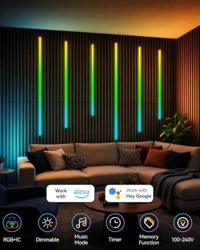 RGB+IC Slat Wall Lights, Led Recessed Lighting, DIY Lights, 6 Pack - Image 2