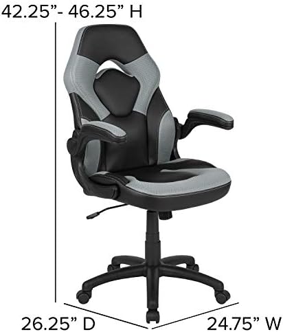 Flash Furniture X10 Gaming Chair Racing Office Ergonomic Computer PC Adjustable Swivel Chair with Flip-up Arms, Gray/Black LeatherSoft | Ergonomic, Flip-up Arms, Height Adjustable, Racing Style - Image 3