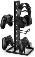 Headset Stand, Metal Controller Holder with 4 Adjustable Hooks, Black Headphone Stand for Desk, Controller Organizer Rack for Game Controllers & Gaming Accessories, Gift for Men Son Husband Boyfriend by Unknown