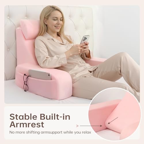 ENITYA 19" Reading Pillow for Bed with Firm Back Support & Big Pockets - Image 3