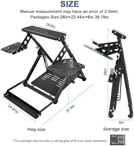 Anman Foldable Racing Flight Simulator Stand with Chair Wheel Fixed Slot - Image 2