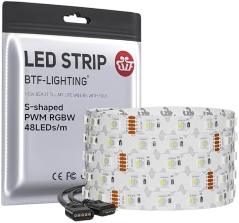 BTF-LIGHTING S Shaped Design RGB+6000K 24V 16.4ft 240LEDs RGBW LED Strip by BTF-LIGHTING