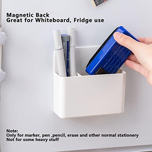 noonebutyou 2 Pcs Magnetic Marker Holder Wall Mount Marker Caddy Pencil Holder for Dry Erase Whiteboard Fridge, Self Adhesive Marker Pen Holder for Home Office School (White&LL) - Image 3