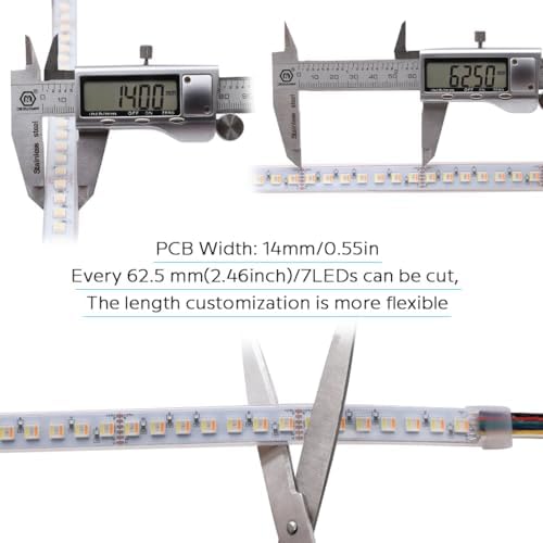 Outdoor RGBCCT LED Strip Light, 112 LEDs/m High Density, 24V 16.4FT Flexible RGB Color Changing LED Tape Light with 2700K-6500K Tunable White (IP67 Waterproof 14MM Width) - Image 2