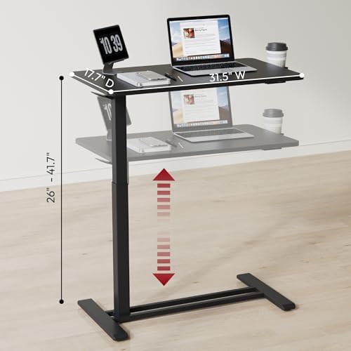SANODESK 32'' Mobile Standing Desk with Hidden Wheels,Pneumatic Laptop Desk - Image 2