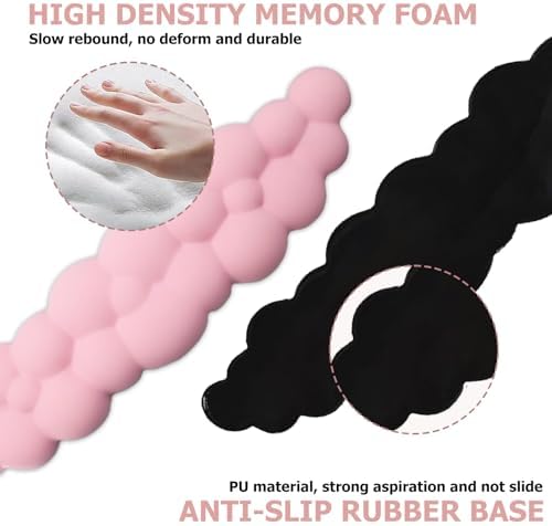 Ergonomic Keyboard Wrist Rest, PU Leather Memory Foam Cloud Wrist Rest | Wrist Rest for Computer Keyboard, Cute Mouse Wrist Rest for Gaming, Office, Computer, Laptop, Typing Pain Relief, Pastel Pink - Image 3