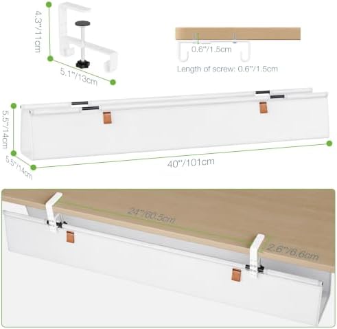 KEEGH Under Desk Cable Management Tray, 40 inch No Drill Cord Organizer - Image 4