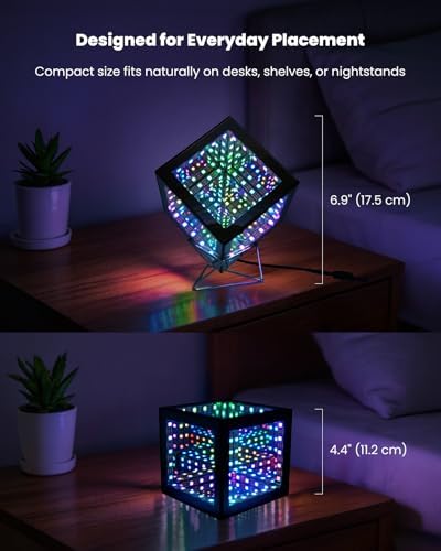 Nobiggie Infinity Mirror Cube Light, Hypercube RGB Lighting, Black, 4.4 in - Image 5