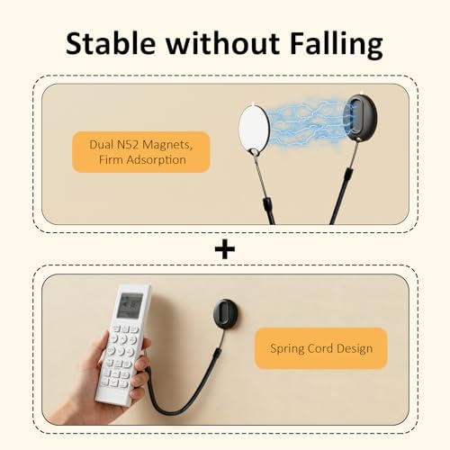 Magnetic Silicone Remote Control Holder with Security Cable 3 Pack Black - Image 4
