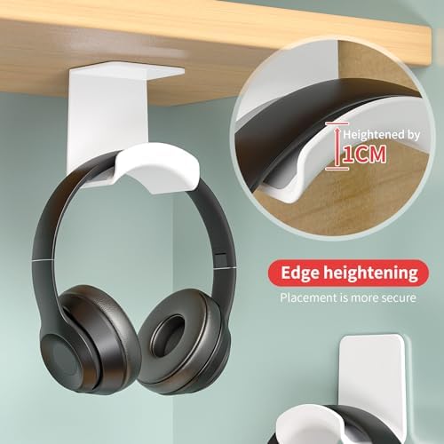 Universal Gmae Headphone Stand Under-Desk Headset Hook Adhesive Headphone Hanger for Ear Headphone, Game Accessories(Under Desk White) - Image 5