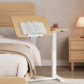Solid Wood Overbed Bedside Table with Wheels, Tilting Adjustable Hospital Bed Table Over The Bed, Medical Mobile Laptop Stand, Rolling Standing Desk for Hospital and Home Use(Natural) by Dongmuwujee