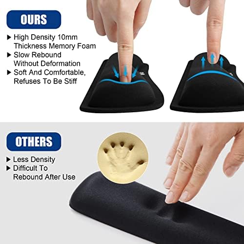 Keyboard Wrist Rest, Gel Memory Foam Keyboard Pad with Wrist Support for Easy Typing & Pain Relief, Comfortable Keyboard Rest Suit for Computer, Laptop, Office & Home (Black) - Image 6