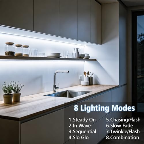 echosari Battery Operated Led Strip Lights White with Remote, 8 Modes, Dimmable, Timer, Self-Adhesive, Cuttable, for PC TV Kitchen Cabinet Shelves Bedroom Decor (3m 90LED) - Image 5