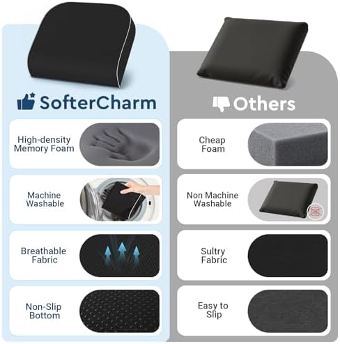 Seat Cushion, Memory Foam Office Chair Cushion, Black, X-Large | Office Desk Accessories, Butt Pillow for Long Sitting Sciatica, Coccyx, Tailbone, Hip Pain Relief - for Home, Car, Airplane - Image 5