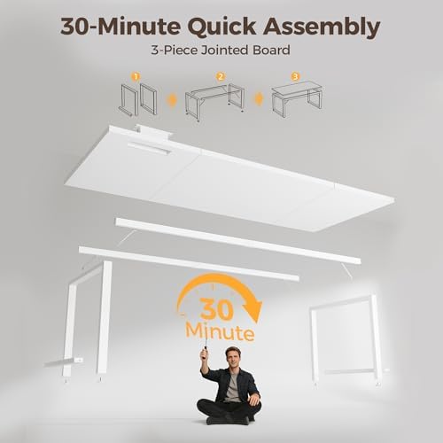 Mericonia 63 Inch Computer Desk, 1.2" Thick Heavy Duty Office Table - Image 7