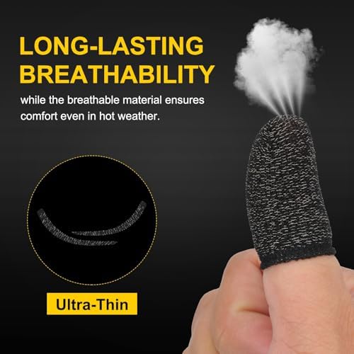 PATIKIL Controller Finger Thumb Sleeve, 12 Pack Mobile Gaming Finger Sleeve Fiber Tip Gloves Anti-Sweat Breathable for Phone Gaming Touchscreen Devices, Black - Image 3
